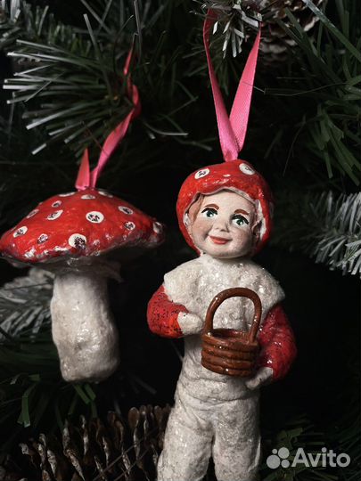 Набор елочных игрушек ссср, из ваты, комплект