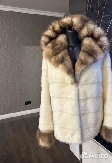 Шуба норковая жемчужная с курицей 46 р