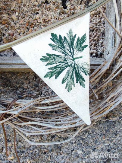 Гирлянда растяжка ботаническая из тканевых флажков