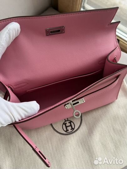 Сумка клатч hermes kelly pochette mauve sylvestre