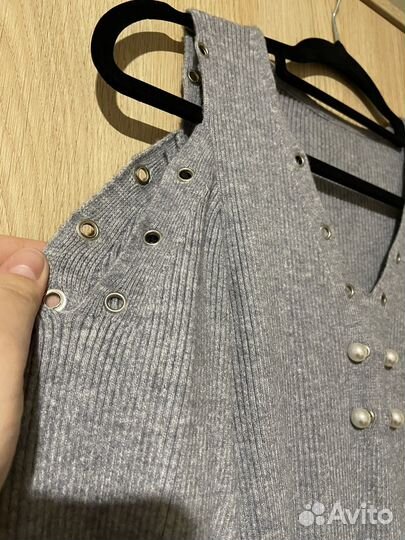 Платье серое лапша