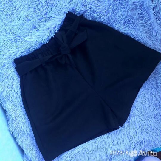 Шорты офисные замшевые с поясом на работу замша