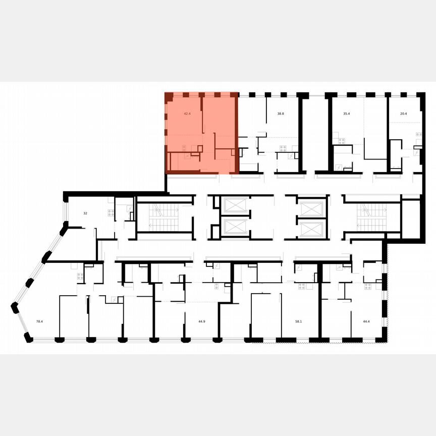 1-к. квартира, 42,4 м², 35/39 эт.