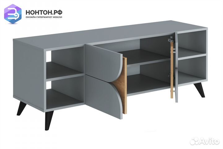 Тв-тумба Монро шиншилла серая / дуб крафт золотой