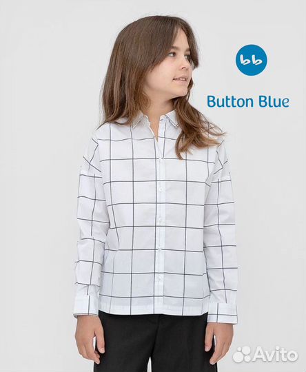 Блузка школьная 170 Button Blue рубашка девочки