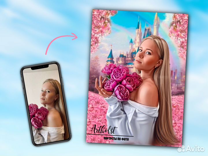 Портрет по фото на холсте на заказ Москва