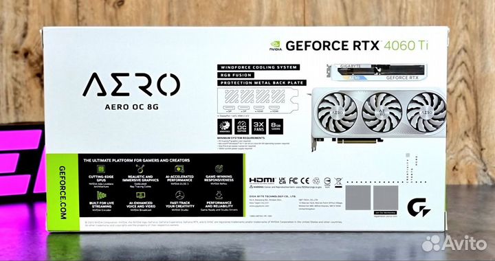 Видеокарта RTX 4060 Ti 8GB Gigabyte aero OC