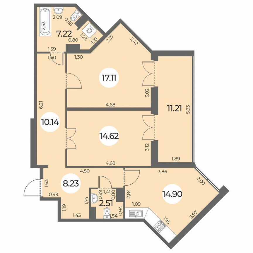 2-к. квартира, 80 м², 11/24 эт.