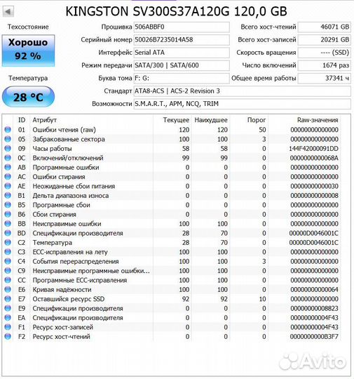 SSD диск Kingston V300 на 120гб