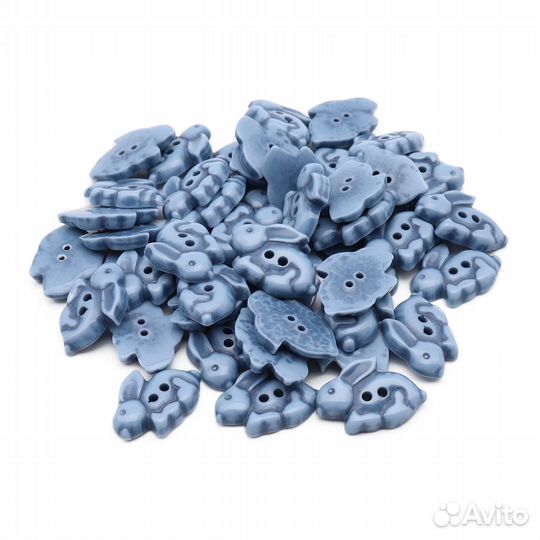 Светло-голубой Б30 (3.02-1390-23) Пуговица 'Зайка' 36L (23мм) 2 прокола, пластик (светло-голубой), 5