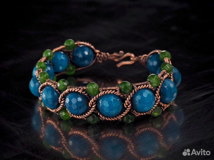 Агатовый браслет Медь Ручная работа WireWrapArt