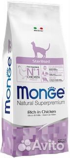 Для стерилизованных с курицей, Monge, 10000 g