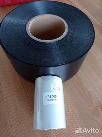 Сатин для тт печати чёрный 80мм*200м + риббон сер