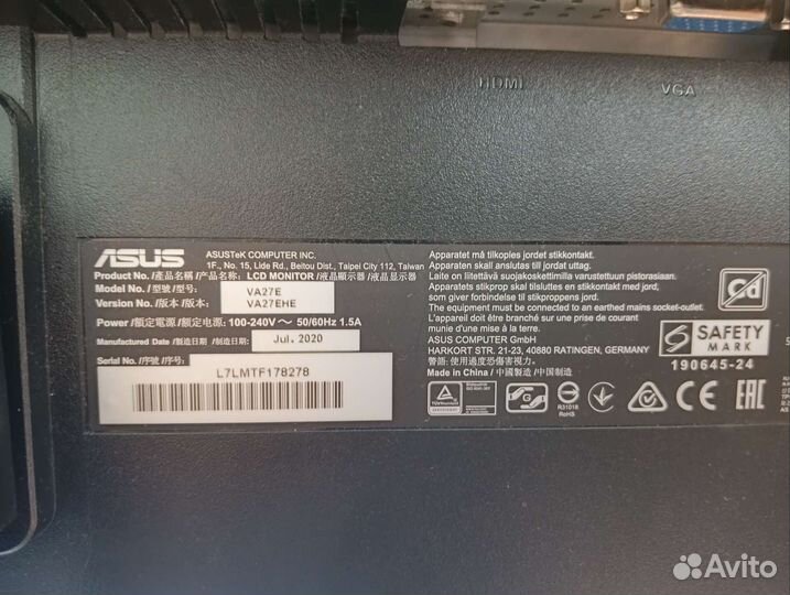 Монитор Asus VA27ehe 27