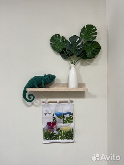 Хамелеон, вязаная игрушка из плюшевой пряжи