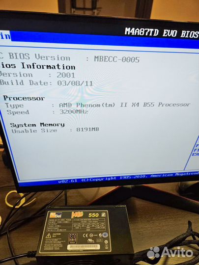 Asus M4A87TD Evo + Phenom II 555 + 8 Гб DDR3