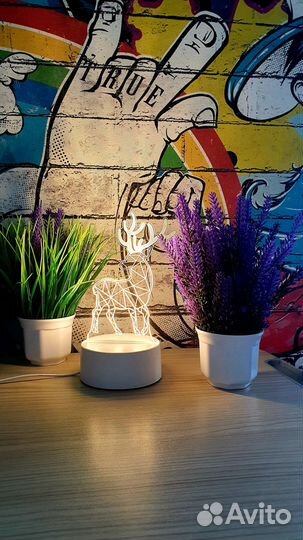 Декоративная лампа. 3D светильник. Ночник