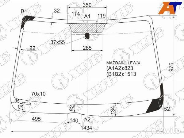 Стекло лобовое mazda mazda6