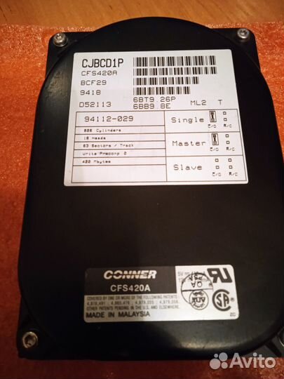 Ретро жесткий диск HDD Conner CFS420A 416 Mb