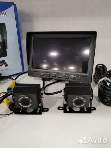Монитор с 2-мя камерами HD 12/24v регистратор