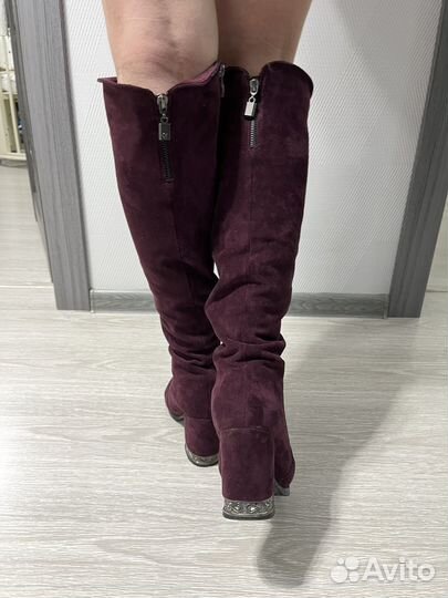 Сапоги женские замшевые