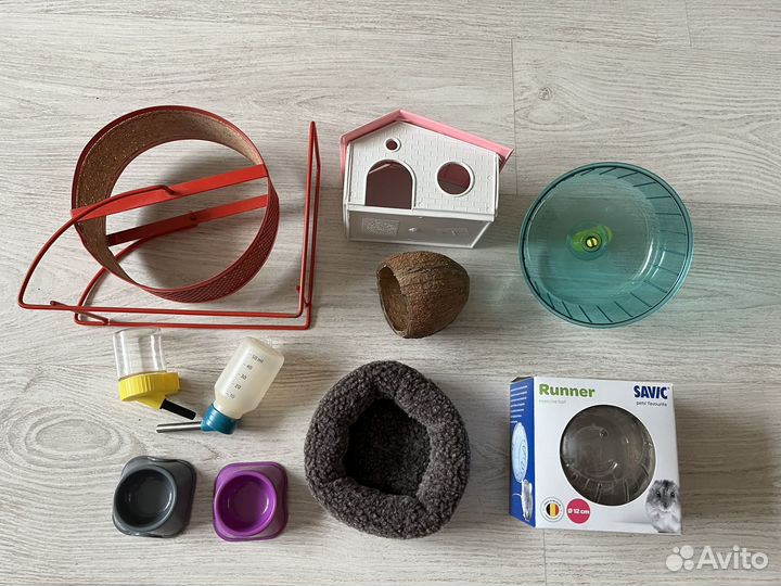 Набор для хомяка колесо домик поилка туалет