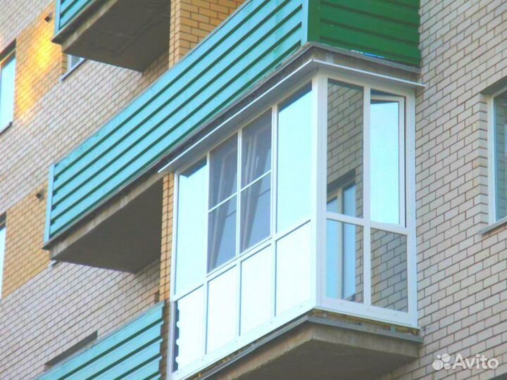 Балкон Г-образный (теплое французское остекление)