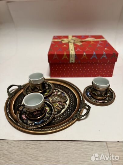 Набор кофейных чашек. Метал, фарфор