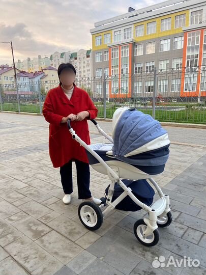 Коляска adamex 3 в 1 голубая