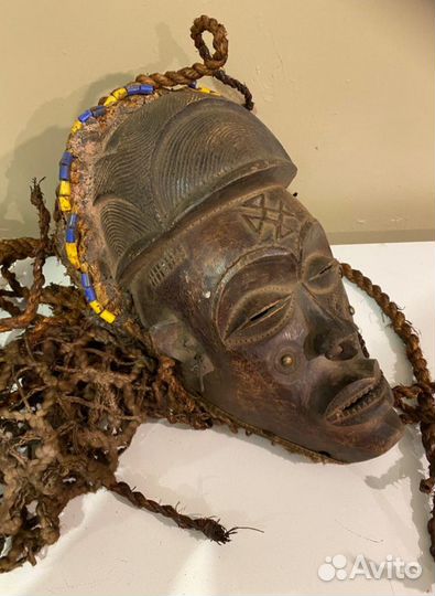 Старая африканская огромная маска chokwe