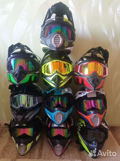 Кроссовый шлем с очками