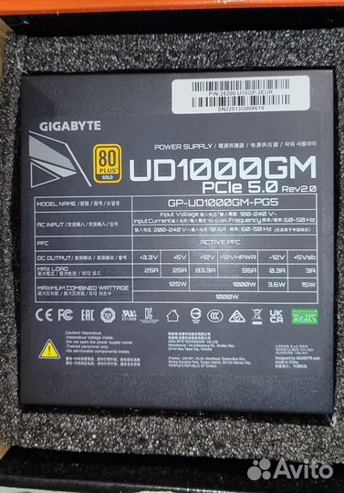 Блок питания компьютера, Gigabyte, 1000 Вт