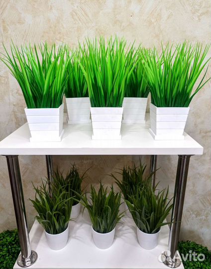 Искусственная трава в кашпо для дома и офиса