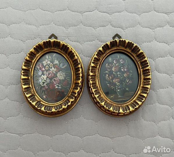 Антикварная миниатюра, масло 19 век