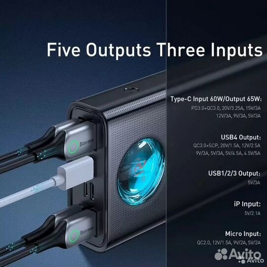 Повербанк для ноутбука Baseus 30000 65 Вт