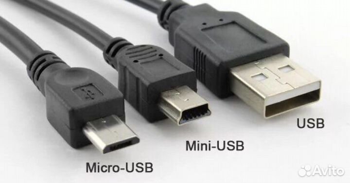 Кабель USB - mini/micro- USB. Новый. Чёрный