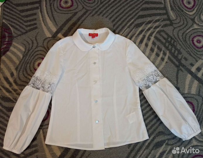 Блузка белая для девочек размер 128