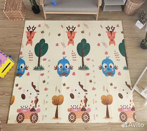 Детский складной коврик 180х200, двухсторонний