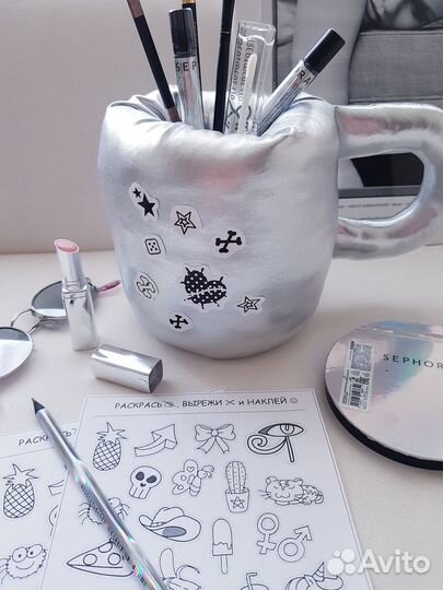 Подставка органайзер для кистей, макияжа+наклейки