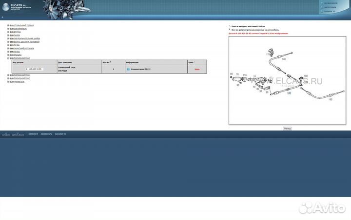 Трос ручника передний новый Mercedes W168 (97-04)
