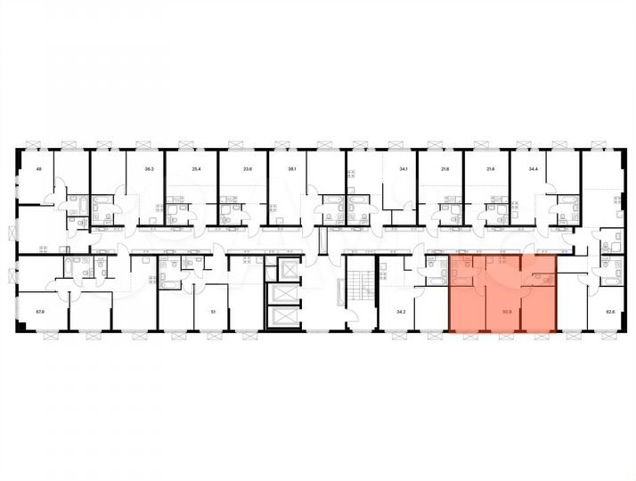 2-к. квартира, 50,9 м², 15/25 эт.