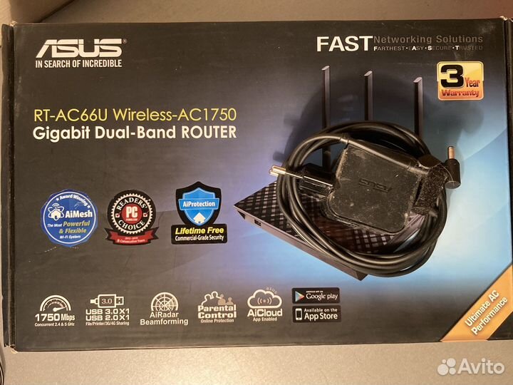 Wi-Fi роутер asus RT-AC66U, AC1750