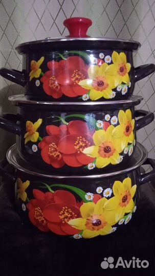 Кастрюля набор эмаль 4.5*3.2л*2.3л