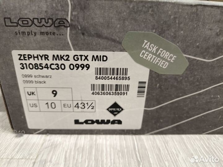 Lowa zephyr mk2 gtx mid 43,5
