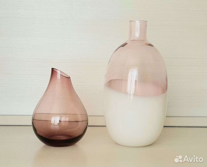 Ваза Икеа тидваттен IKEA розовое стекло высота 28