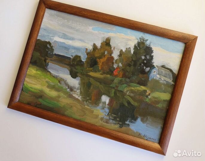 Картина маслом пейзаж осенняя река