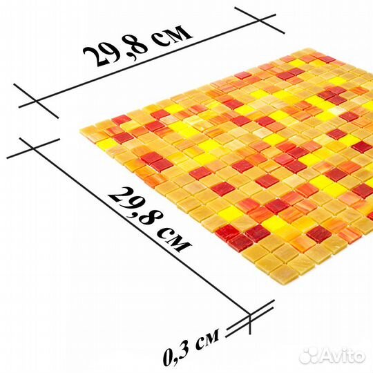 Мозаика стеклянная желто -оранжевая 20х20мм