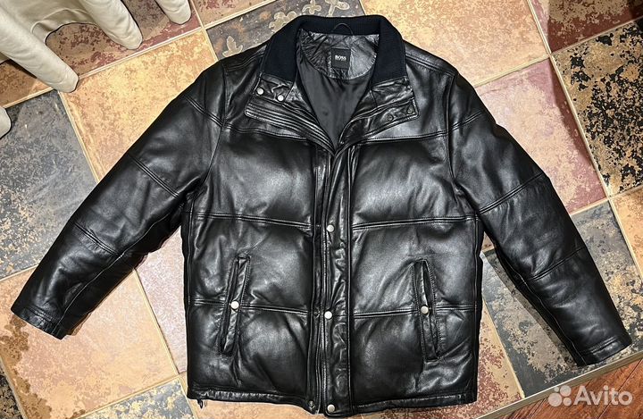 Пуховик hugo boss кожаный винтажный оригинальный