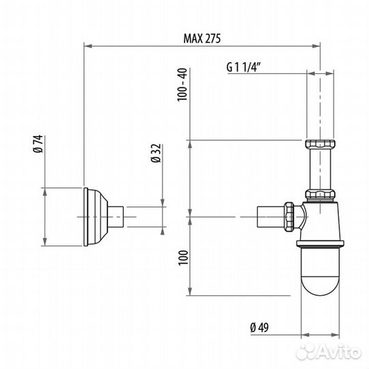 Gattoni Accessori Сифон 1/1,4