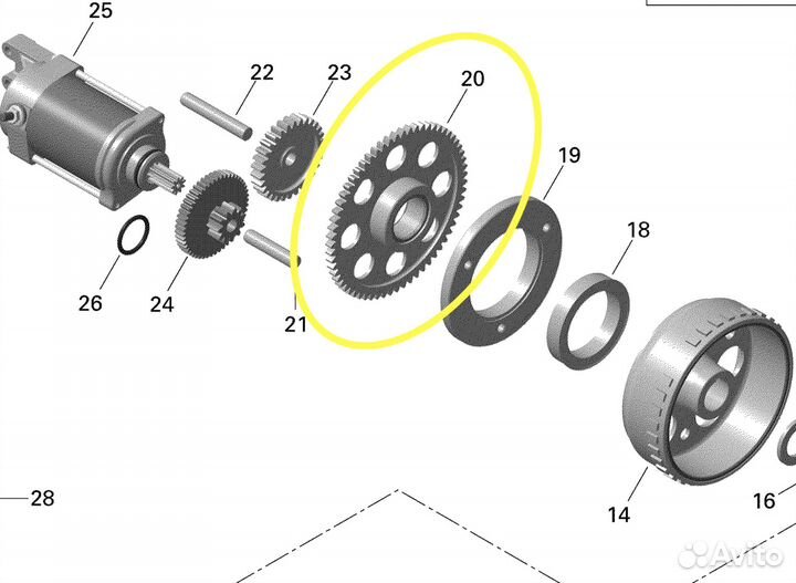Шестерня сцепления стартера BRP Can-Am
